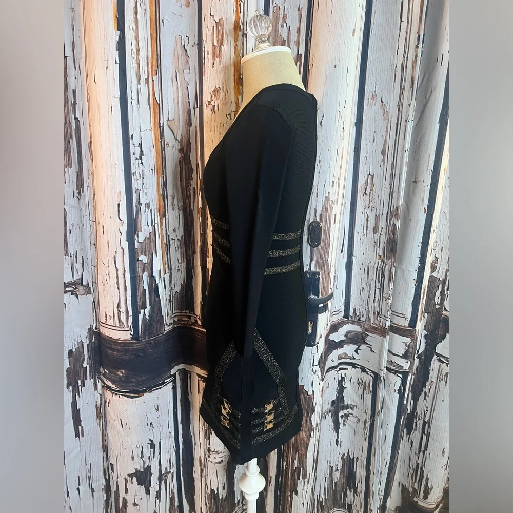 Marciano Black Dress with Gold Detailing - Picture 4 of 8